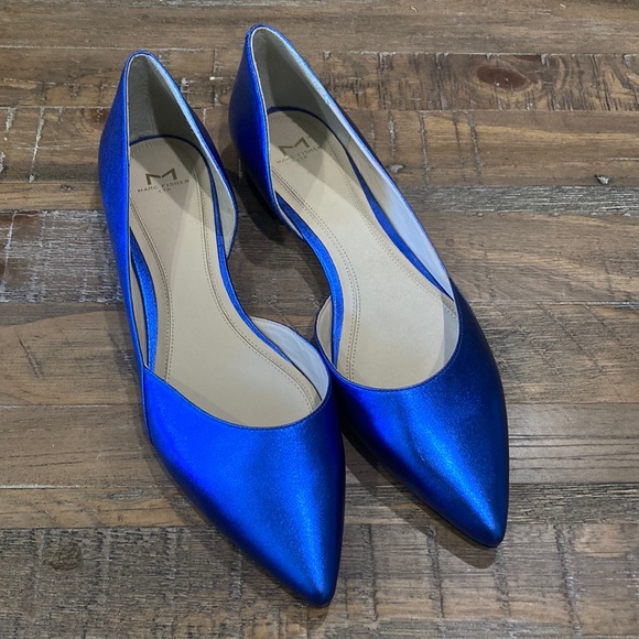 Marc Fisher LTD Sunny 5 - d’Orsay Blue Metallic Flats NWOT - Picture 3 of 7